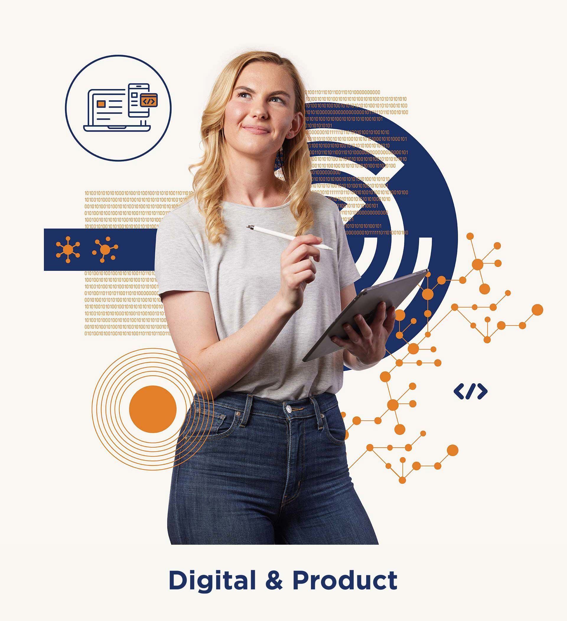 Digital & Product job candidate holding a pen