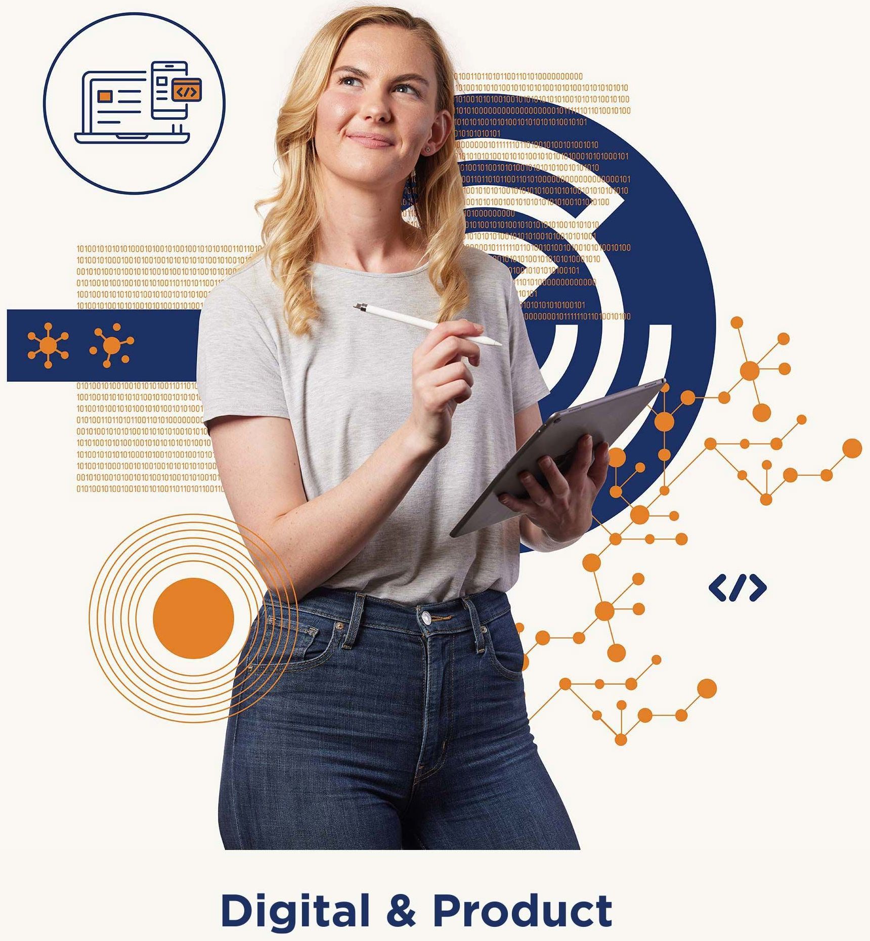 Digital & Product recruitment specialist holding a pen