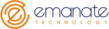 A logo for emanate technology is shown on a white background