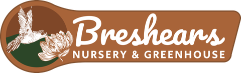 A logo for breshears nursery and greenhouse with a bird on it