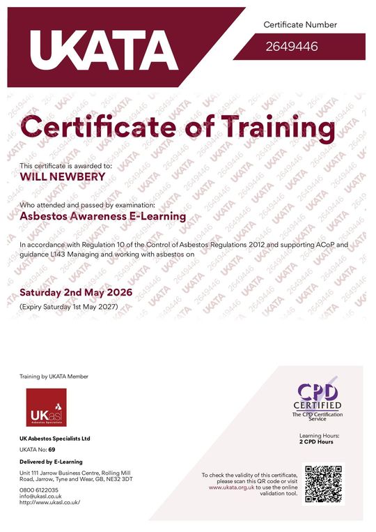 Certificate of training awareness