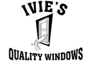 Logo for Ivie's Quality Windows, featuring the business name with a graphic of a window in the center.