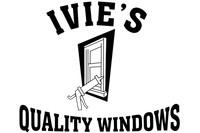 Logo for Ivie's Quality Windows, featuring the business name with a graphic of a window in the center.