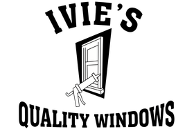 Logo for Ivie's Quality Windows, featuring the business name with a graphic of a window in the center.