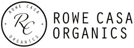 Rowe Casa Organics logo with circular “RC” monogram and black text on white background