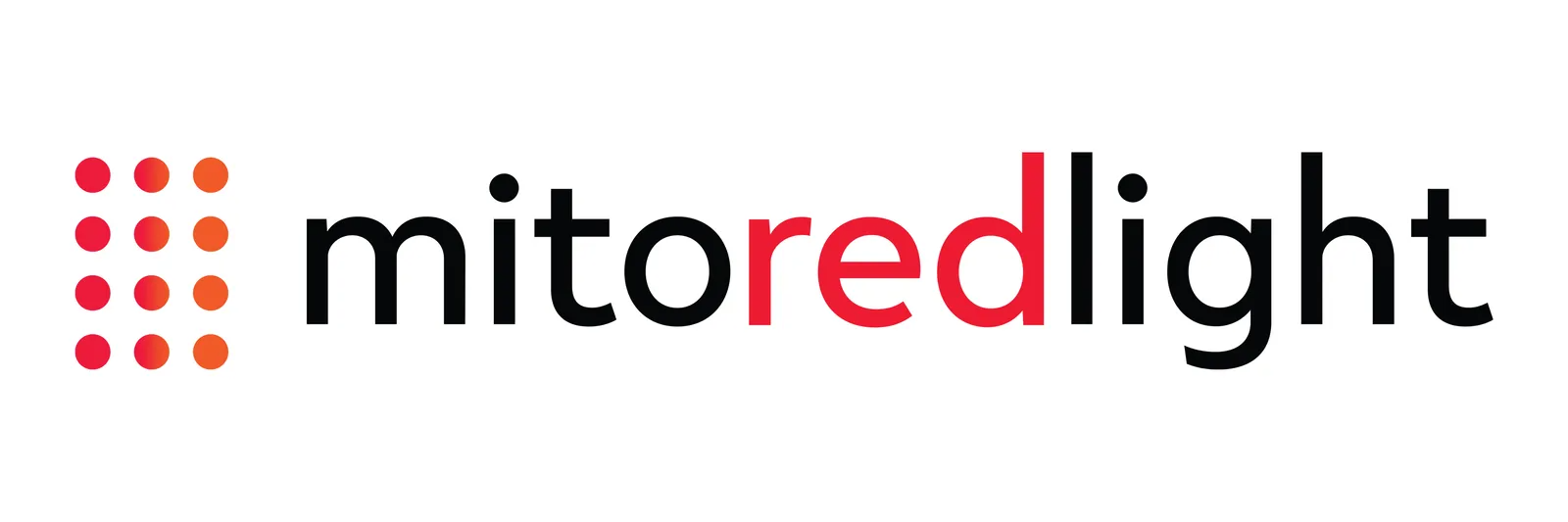 Mitoredlight logo with red dot grid and black-and-red text