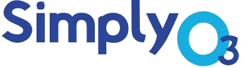SimplyO3 logo in blue and teal text