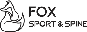 Logo of Fox Sport & Spine: fox outline beside the text "FOX SPORT & SPINE".