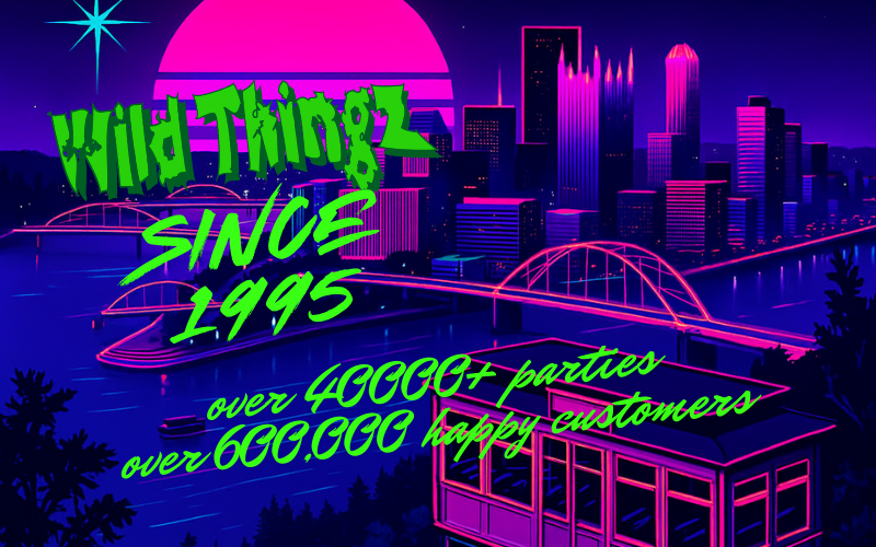 Neon city skyline with 