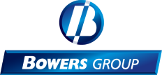 Bowers Group logo with blue circular “B” icon and blue wordmark on white background