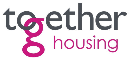 Together Housing logo in gray and magenta text on a white background
