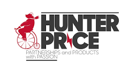 Hunter Price logo with red bicycle silhouette and gray text, plus tagline “Partnerships and Products with Passion”