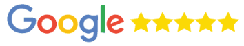 Google logo with five yellow stars