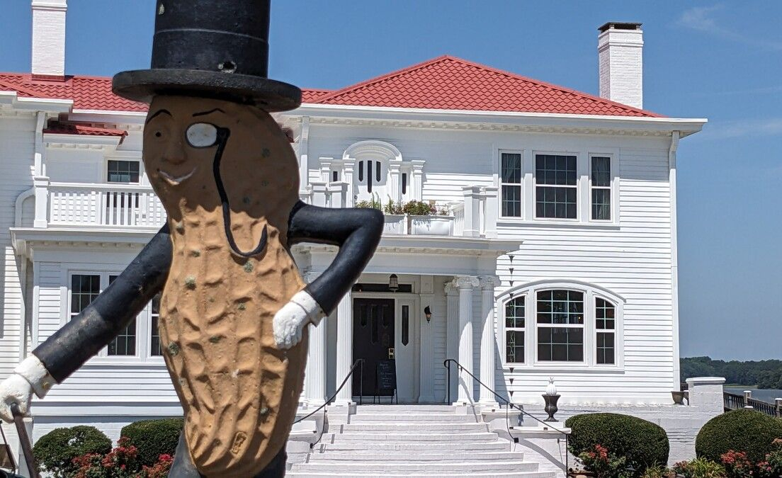 planter peanut statue in suffolk va