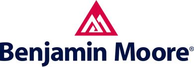 A benjamin moore logo with a red triangle on a white background.