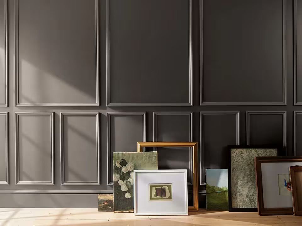 kitchen with benjamin moore logo and color of the year