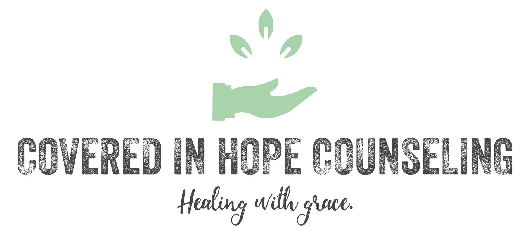 Covered in Hope Counseling logo with green hand and leaves, and the tagline “Healing with grace.”