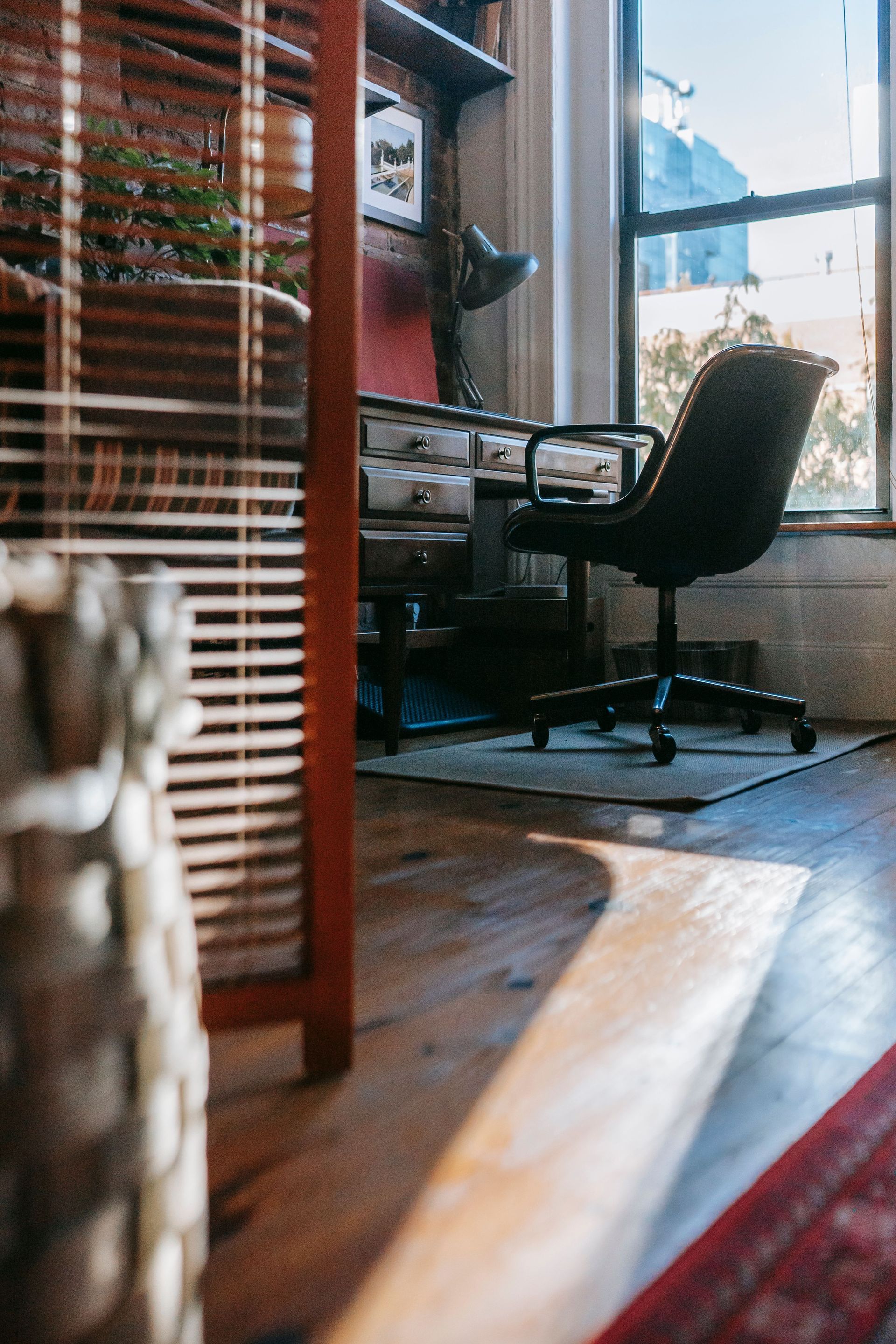 Home office desk chair on durable residential flooring