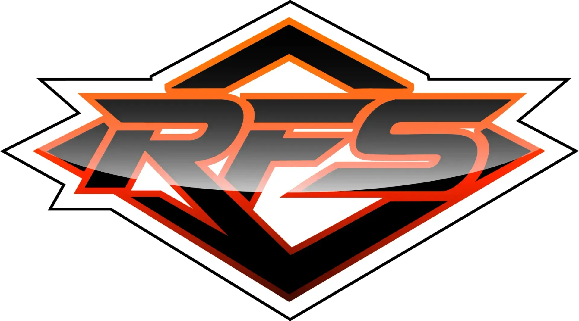 Stylized red and black “RFS” sports logo with a diamond-shaped emblem