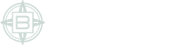 Minimal gray circular logo with a stylized letter B in the center, resembling a badge or emblem.