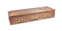 med-brown finish casket