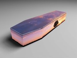 sunset printed casket
