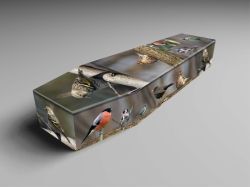 bird printed casket