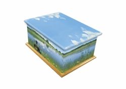 blue printed casket