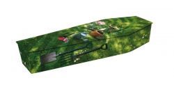 green printed casket