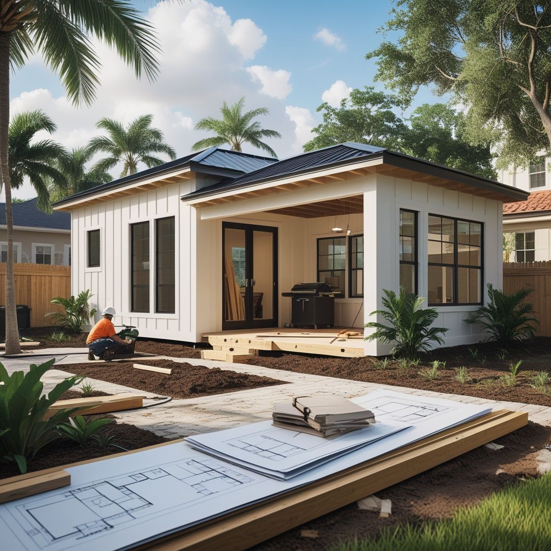 Modern custom accessory dwelling unit (ADU) under construction in St. Petersburg, Florida