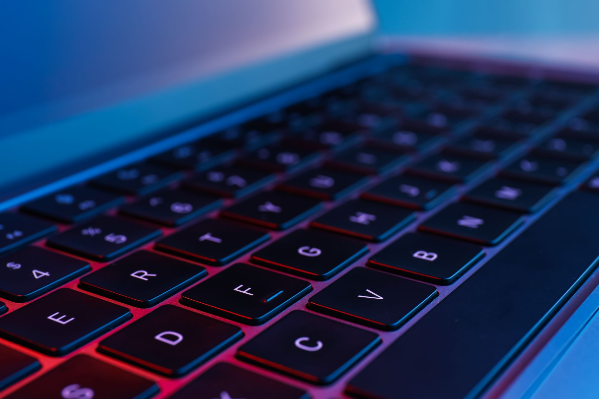 Close-up view of a laptop keyboard
