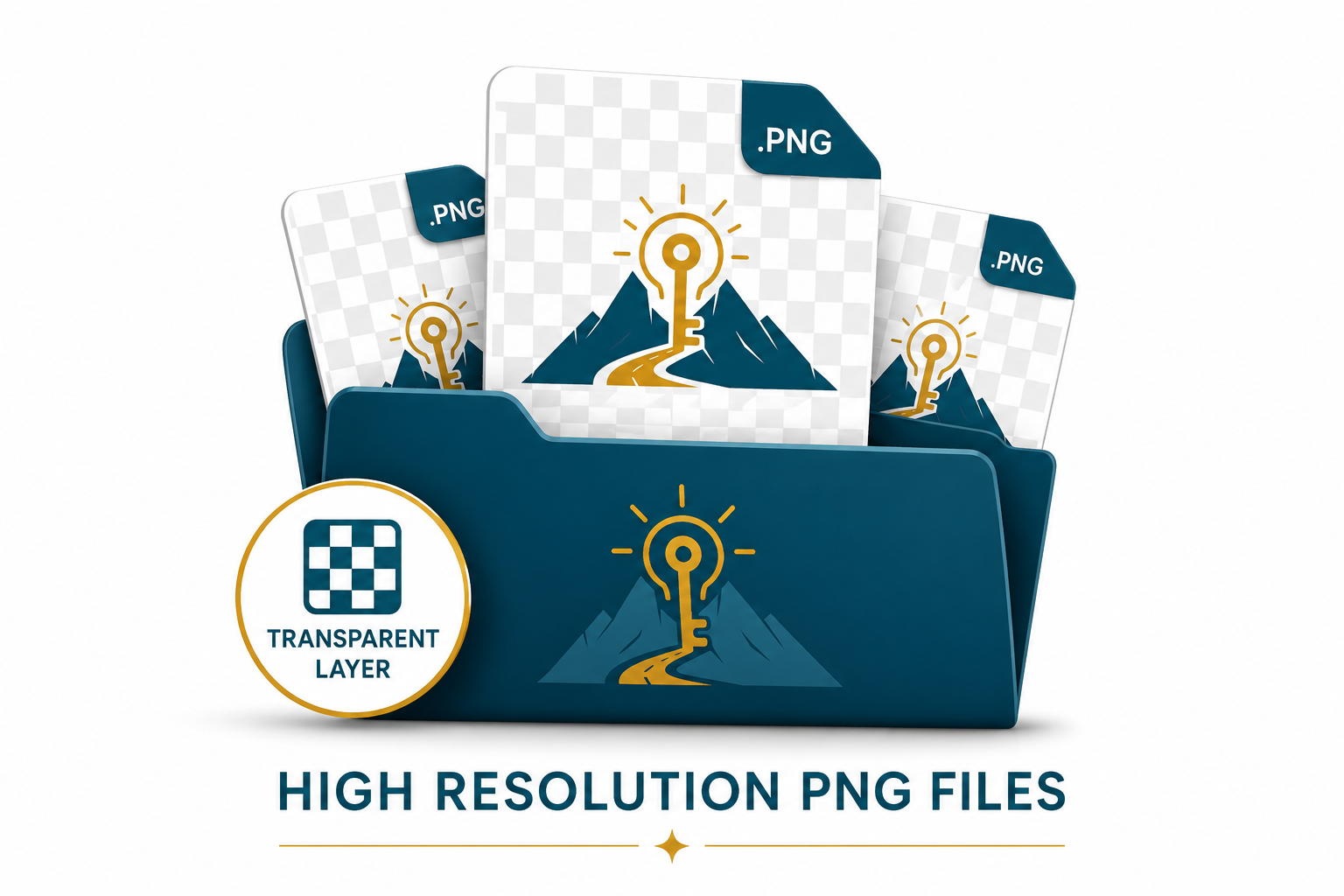 Ready to use anywhere, right out of the folder Teal folder containing multiple high-resolution PNG logo files with transparent backgrounds