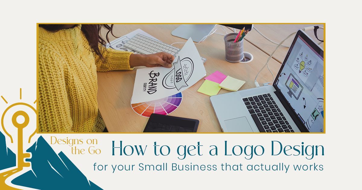 logo design for small business flat lay with sketches and color swatches on a desk