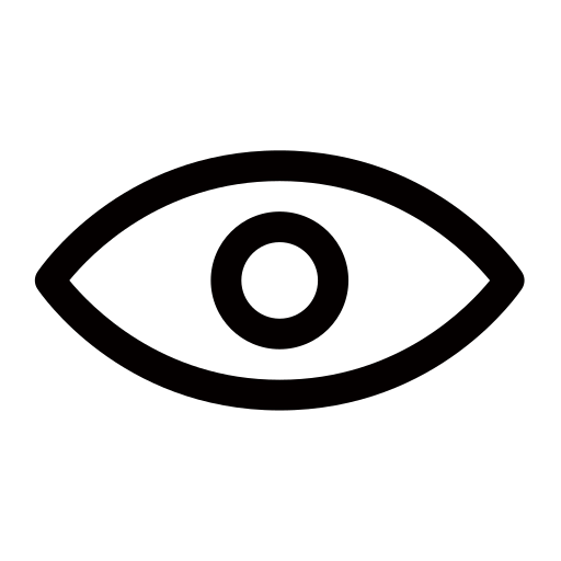 A black and white icon of an eye with a circle in the middle.