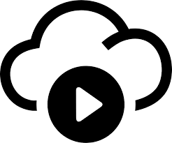 A cloud with a play button inside of it.