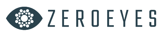 The logo for zeroeyes has a picture of an eye and the word zeroeyes.