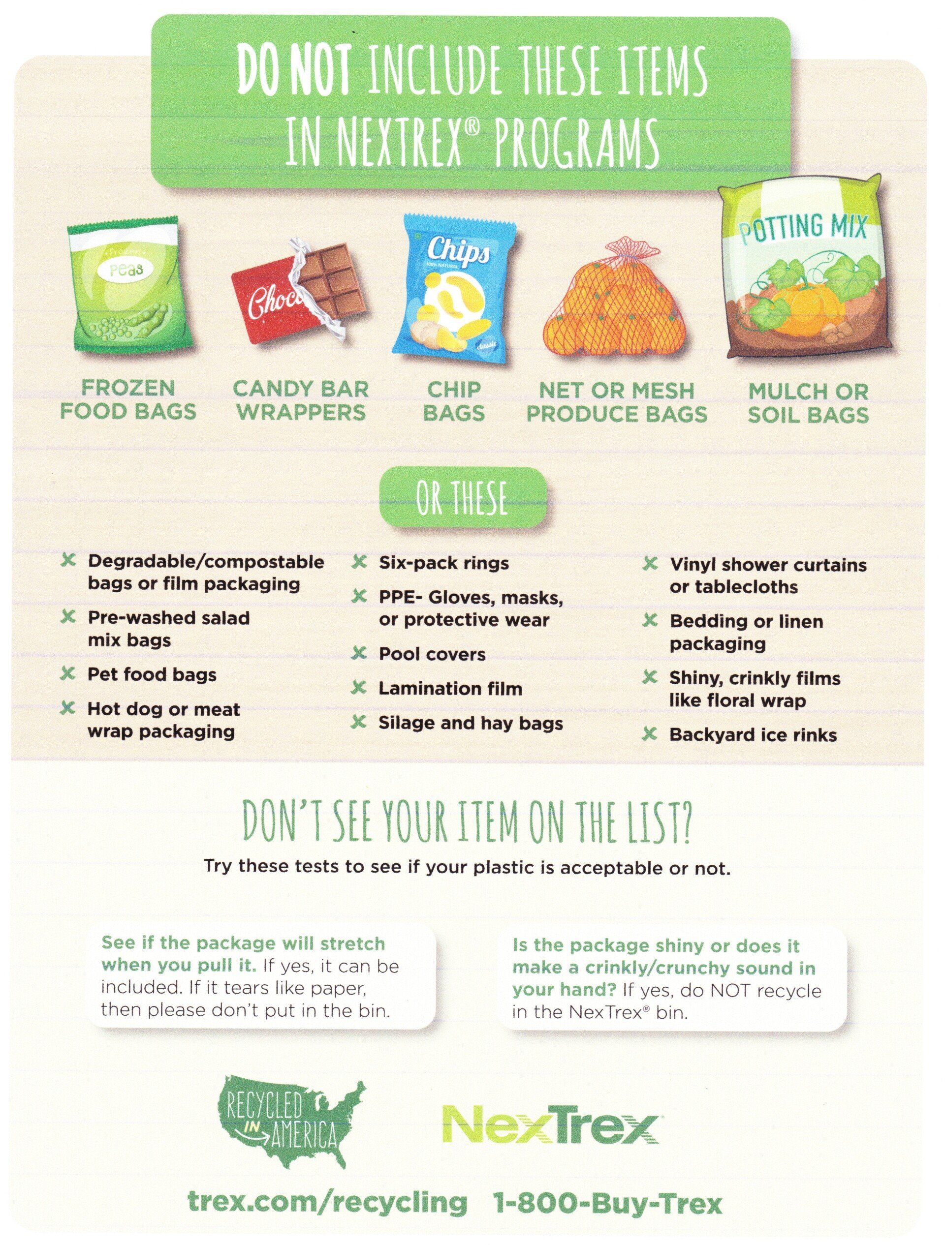 A poster that says `` do not include these items in nextrex programs ''.