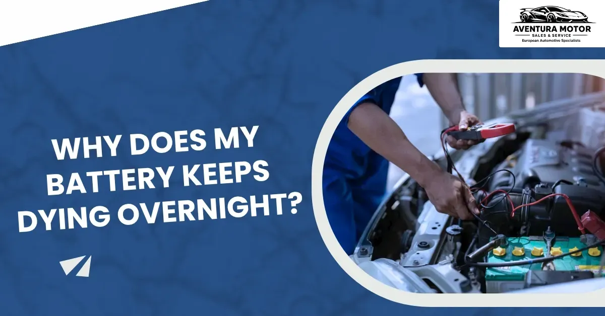 Why does my battery keep dying overnight? Mechanic working on a car battery in a repair shop.