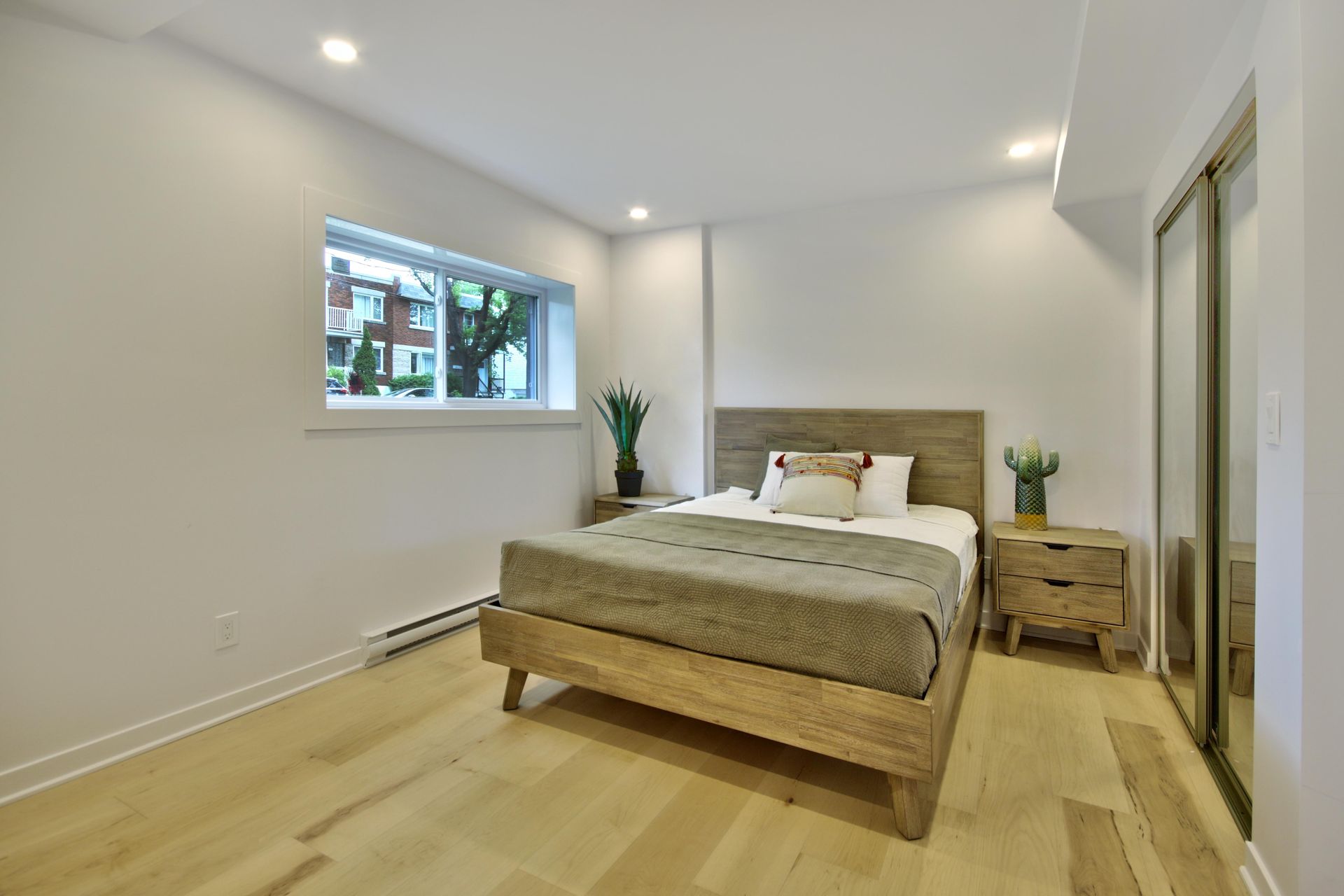 There is a large bed in the middle of the room.