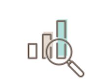 A magnifying glass is looking at a graph.