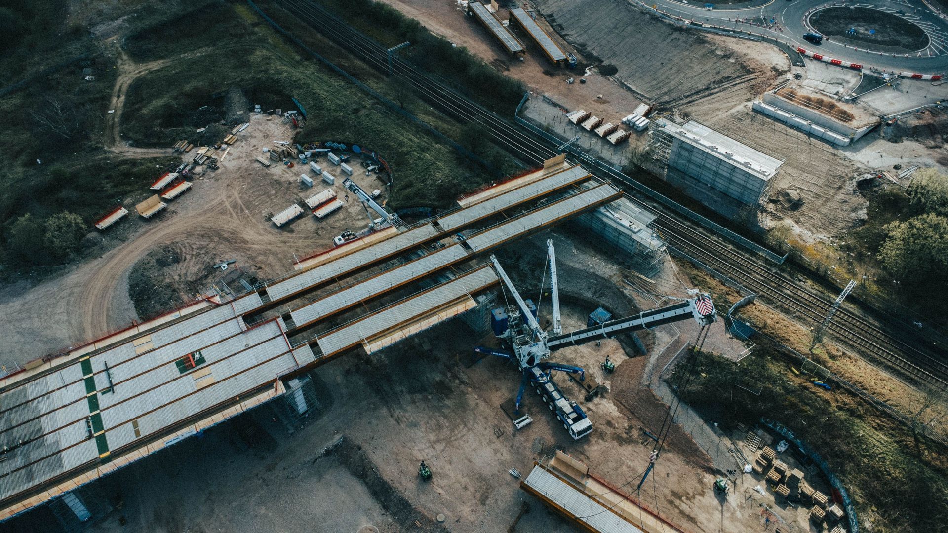 Aerial view of a major infrastructure construction project