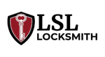 Logo for LSL Locksmith featuring a red shield with a key, and black text.