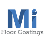 Logo for M Floor Coatings, with a blue stylized “M” and gray text on a white background