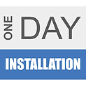 A logo for a one day installation company.
