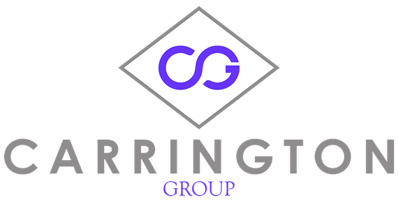 Carrington Group logo with gray text and a purple “CG” emblem in a diamond outline