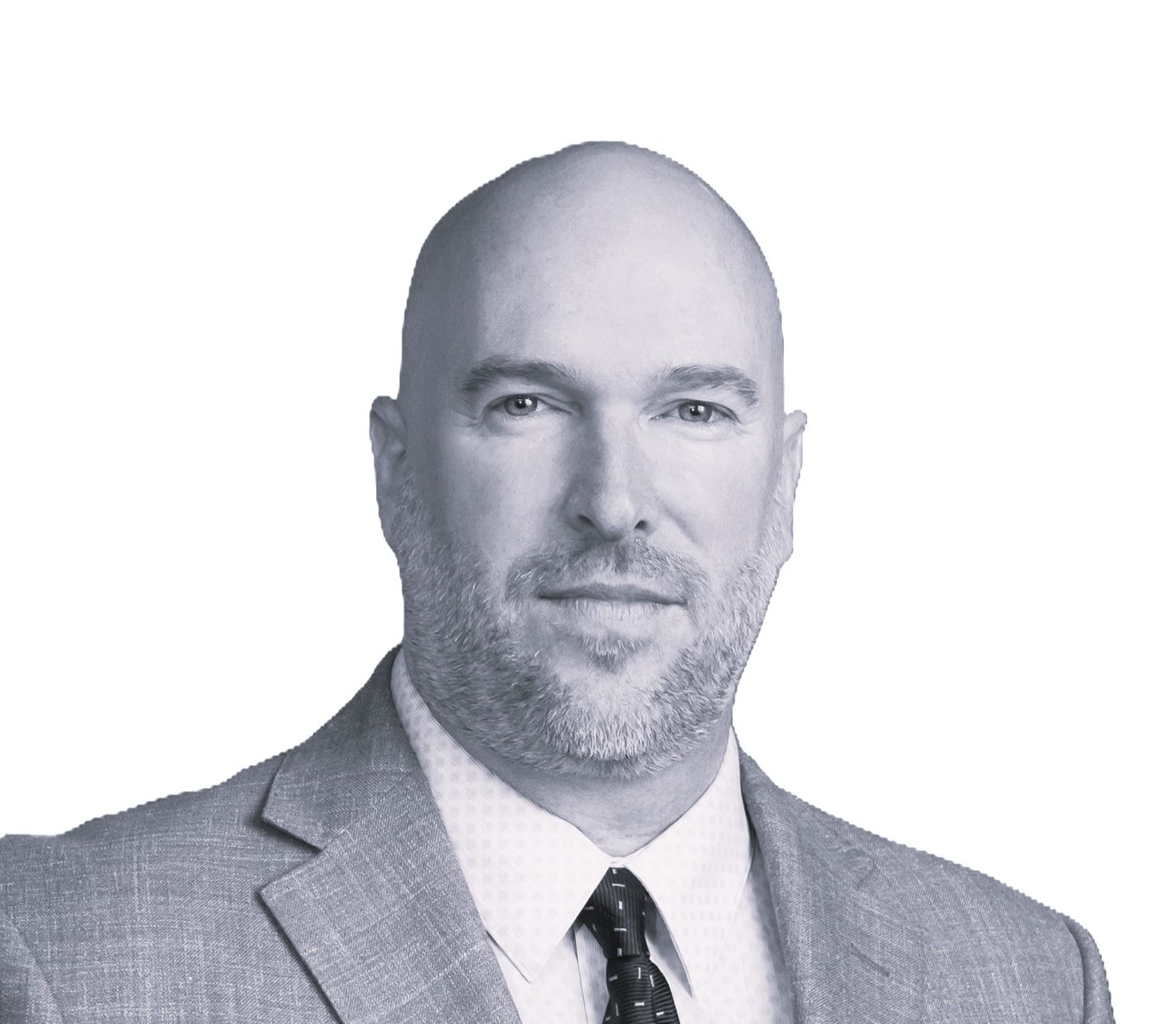 Portrait of a bald man in a suit and tie, facing forward with a slight smile.