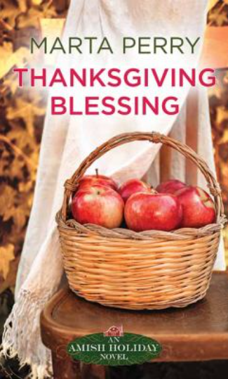 Book Title: "Thanksgiving Blessing" by Perry, Marta. The background shows a basket with apples.