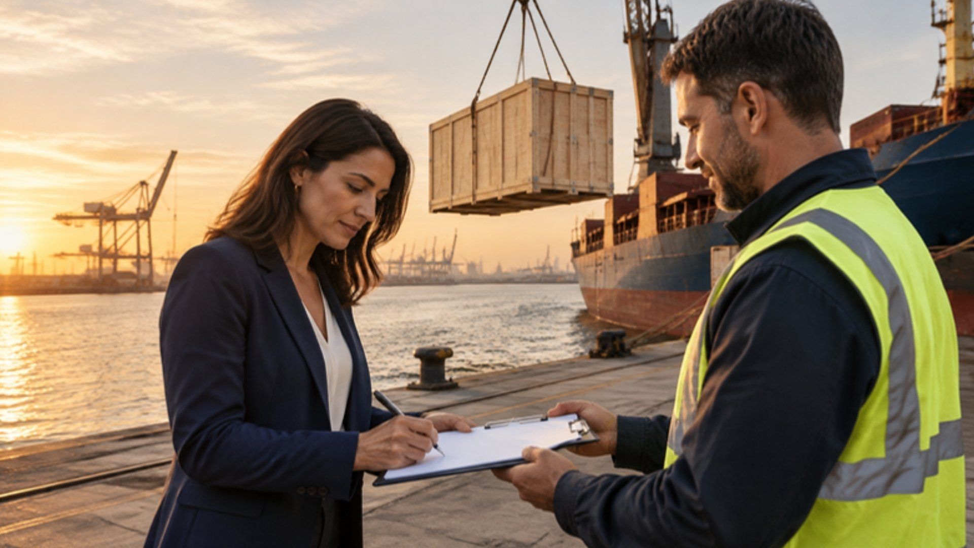 Exportadora española firma la entrega de maquinaria en el puerto de Valencia, Incoterms para exportar a Argentina