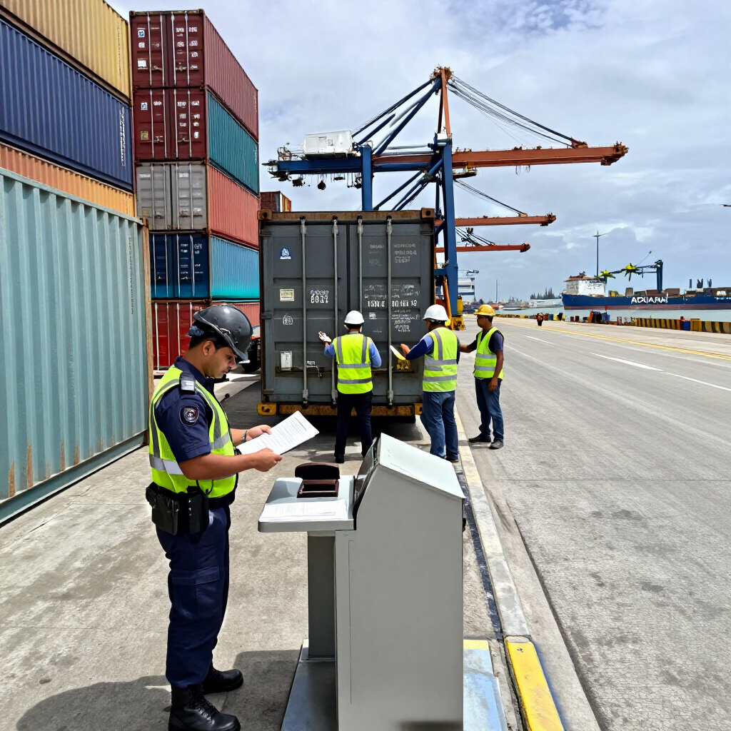 Control aduanero de un contenedor en un puerto, servicio IOR en Brasil para empresas extranjeras