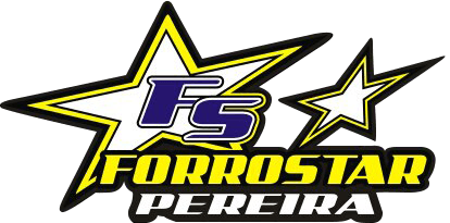 Logotipo de Forrostar Pereza con estrellas doradas, “FS” en azul y negrita, y texto negro y amarillo sobre fondo blanco